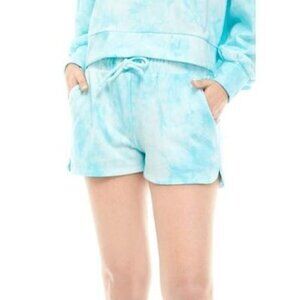 Crown & Ivy Cabana turquoise french terry shorts elastic draw juniors XS NEW